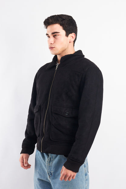 2000 Tommy Hilfiger Faux Fur A-2 Flight Jacket (M)