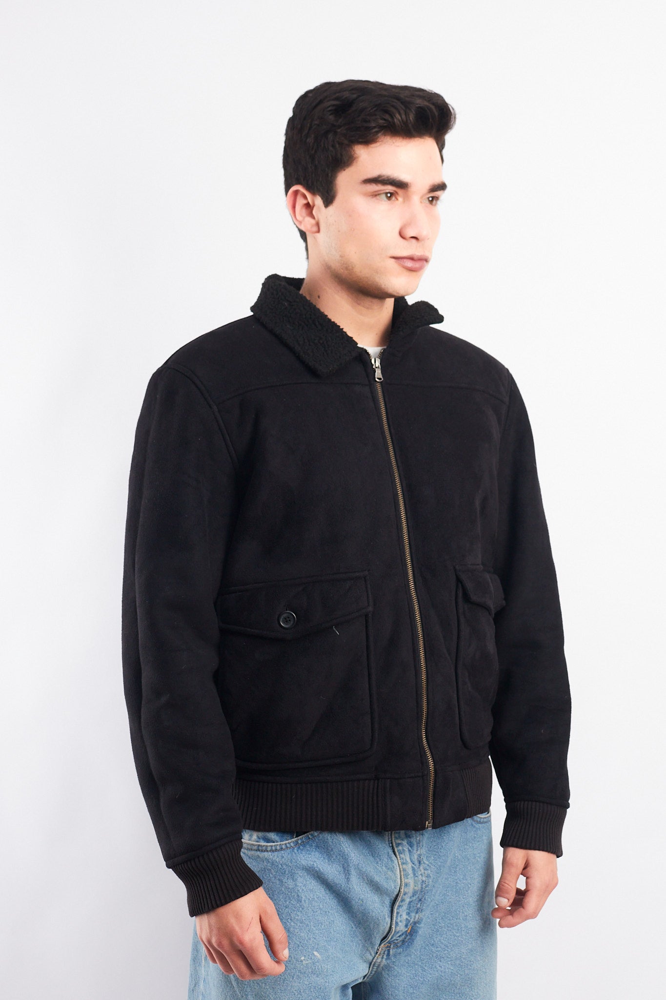 2000 Tommy Hilfiger Faux Fur A-2 Flight Jacket (M)