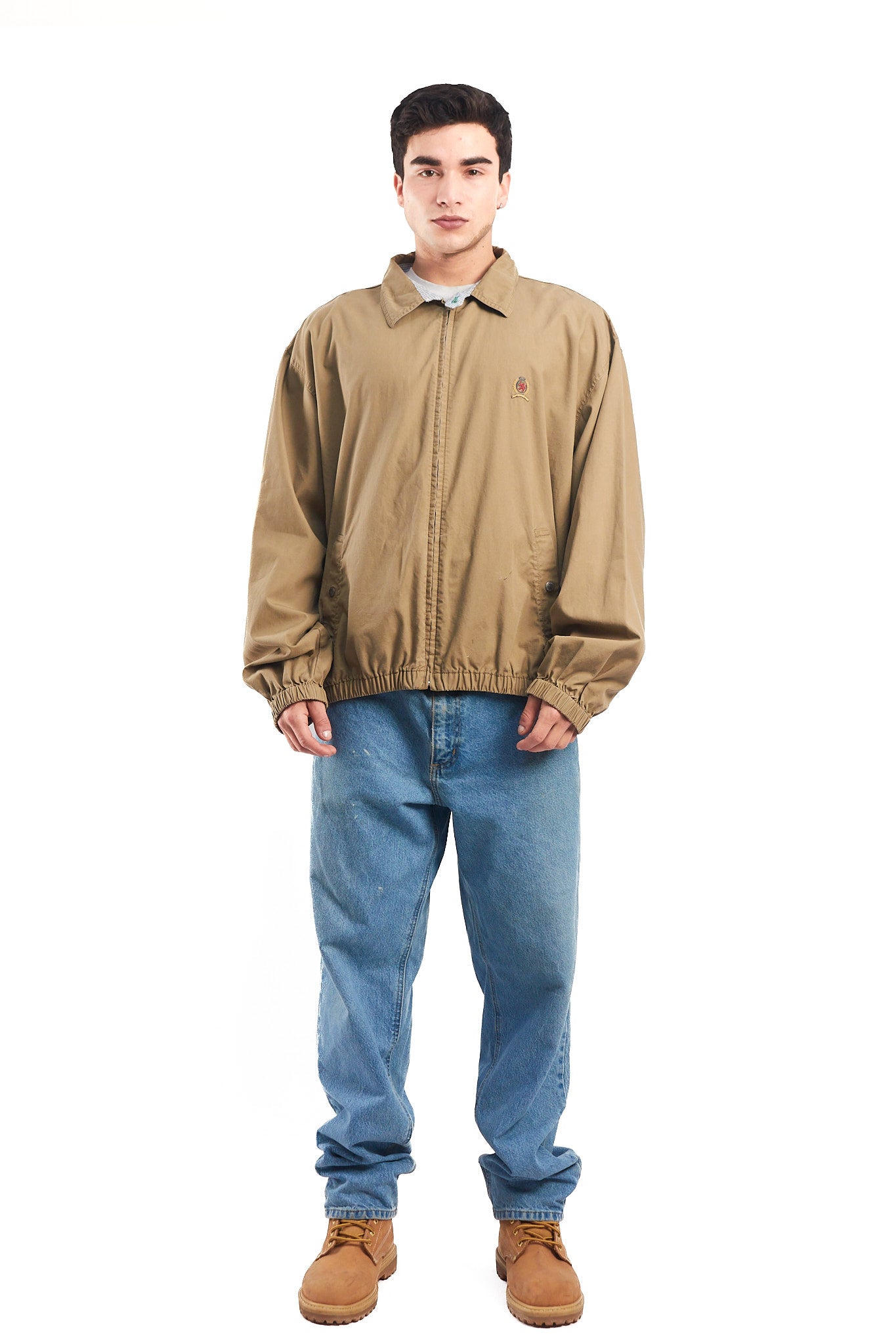 1990 Vintage Tommy Lion Crest Sandstone Harrington Jacket (L/XL)