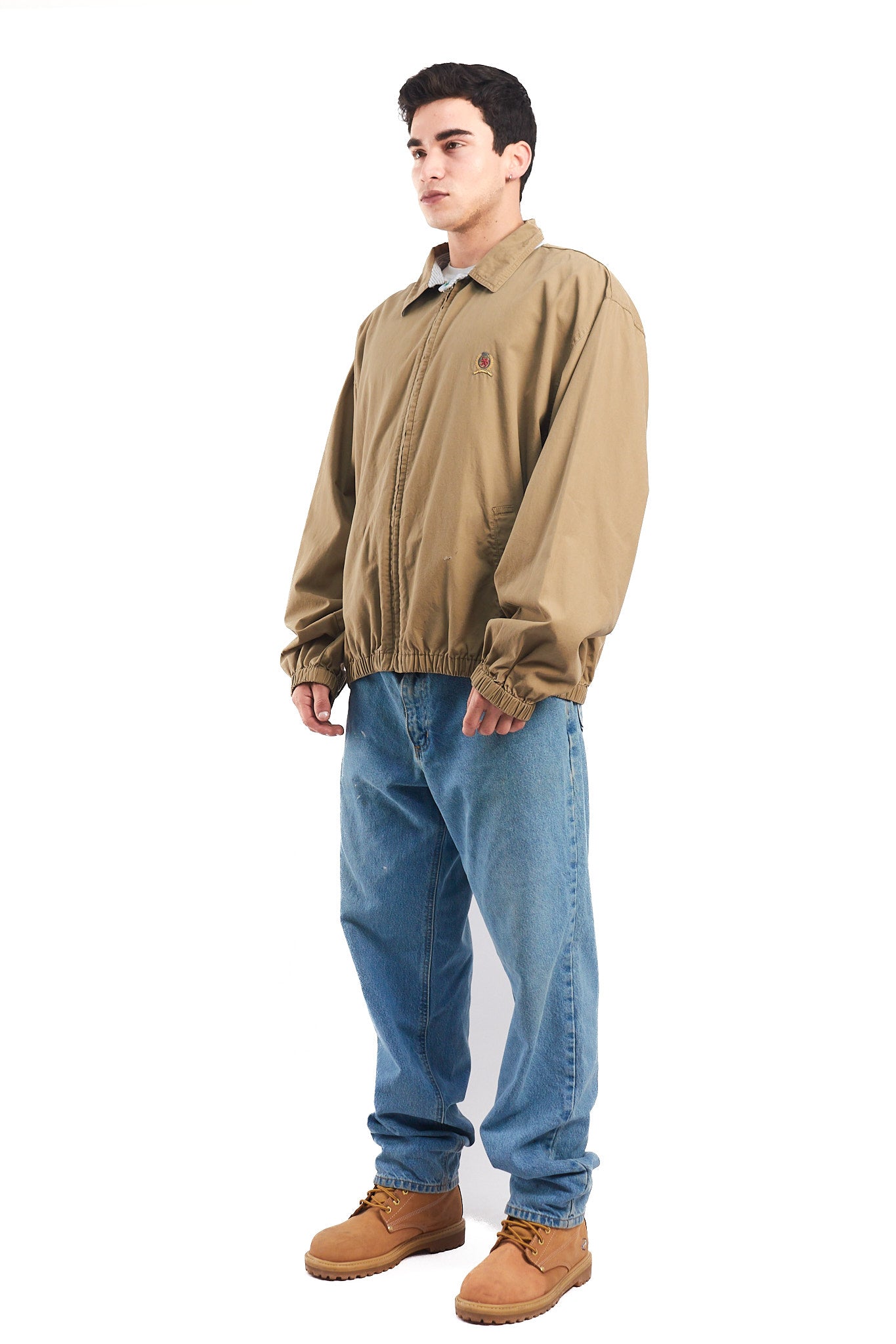 1990 Vintage Tommy Lion Crest Sandstone Harrington Jacket (L/XL)