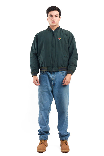 1990 Vintage Tommy Lion Crest Moss Green Bomber Jacket (S/M)