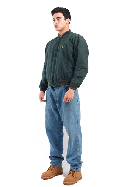 1990 Vintage Tommy Lion Crest Moss Green Bomber Jacket (S/M)