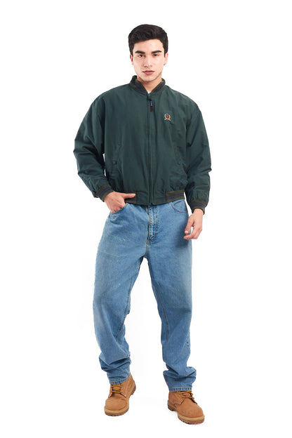 1990 Vintage Tommy Lion Crest Moss Green Bomber Jacket (S/M)