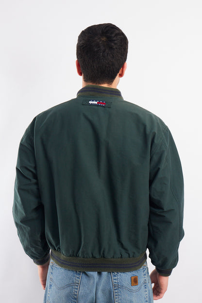 1990 Vintage Tommy Lion Crest Moss Green Bomber Jacket (S/M)