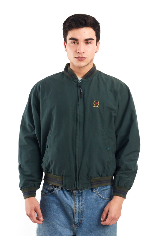 1990 Vintage Tommy Lion Crest Moss Green Bomber Jacket (S/M)