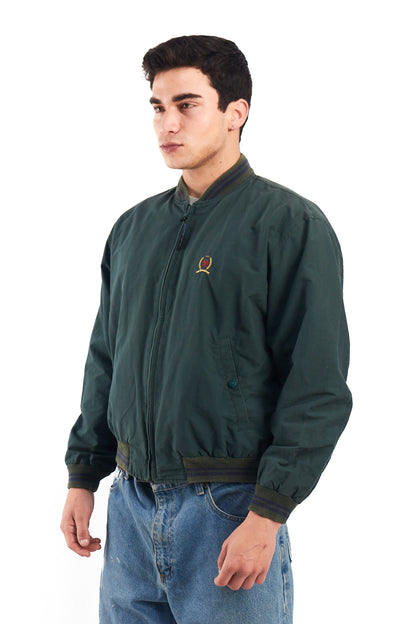 1990 Vintage Tommy Lion Crest Moss Green Bomber Jacket (S/M)