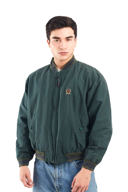 1990 Vintage Tommy Lion Crest Moss Green Bomber Jacket (S/M)