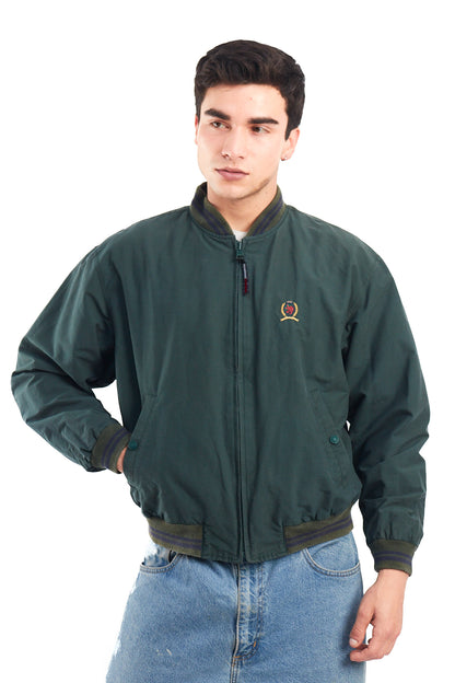 1990 Vintage Tommy Lion Crest Moss Green Bomber Jacket (S/M)