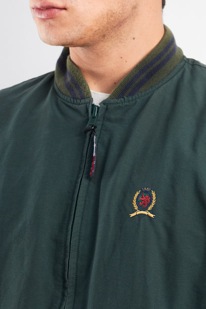 1990 Vintage Tommy Lion Crest Moss Green Bomber Jacket (S/M)
