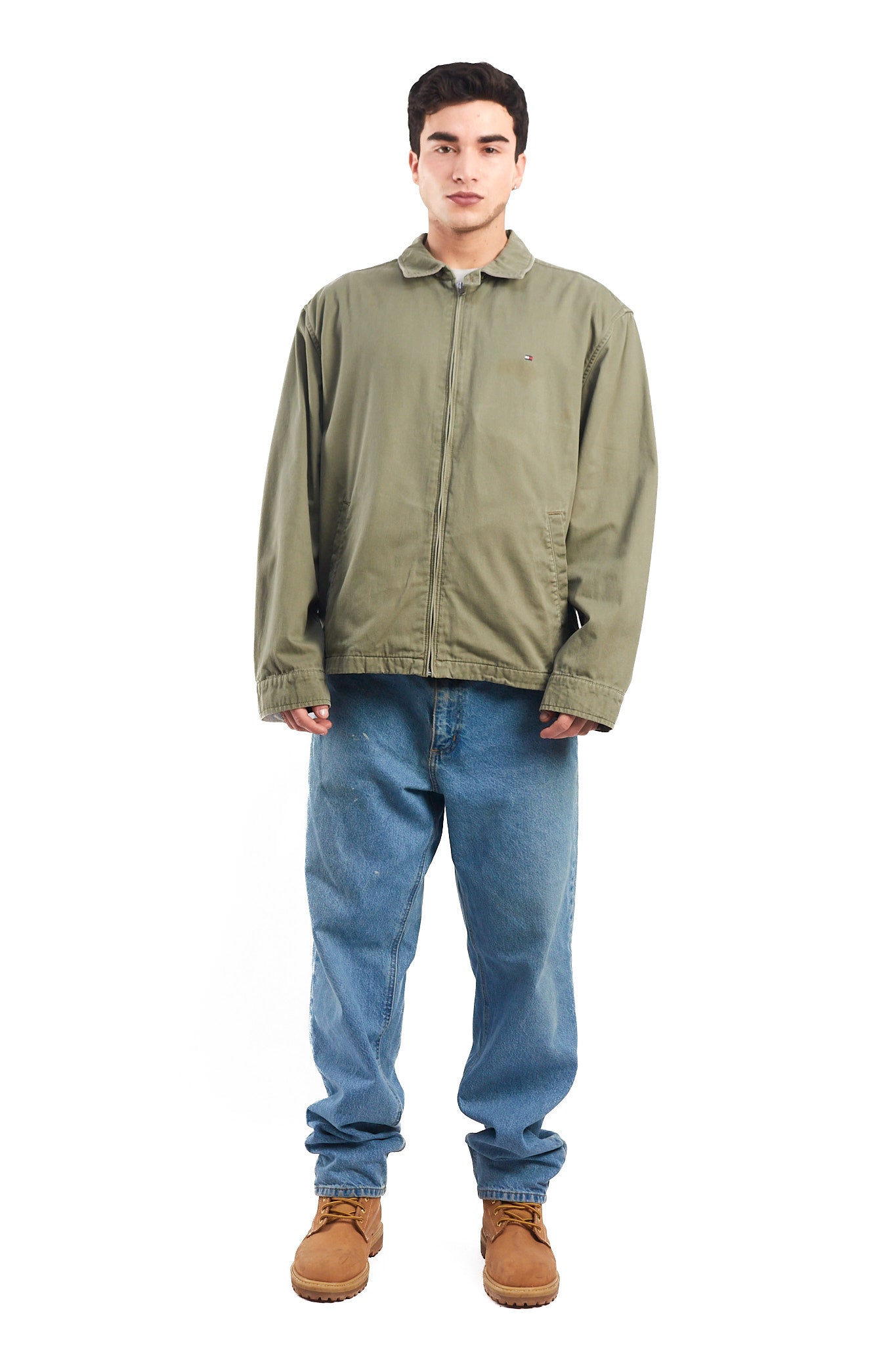 2000 Tommy Hilfiger Olive Green Harrington Jacket  (L/XL)