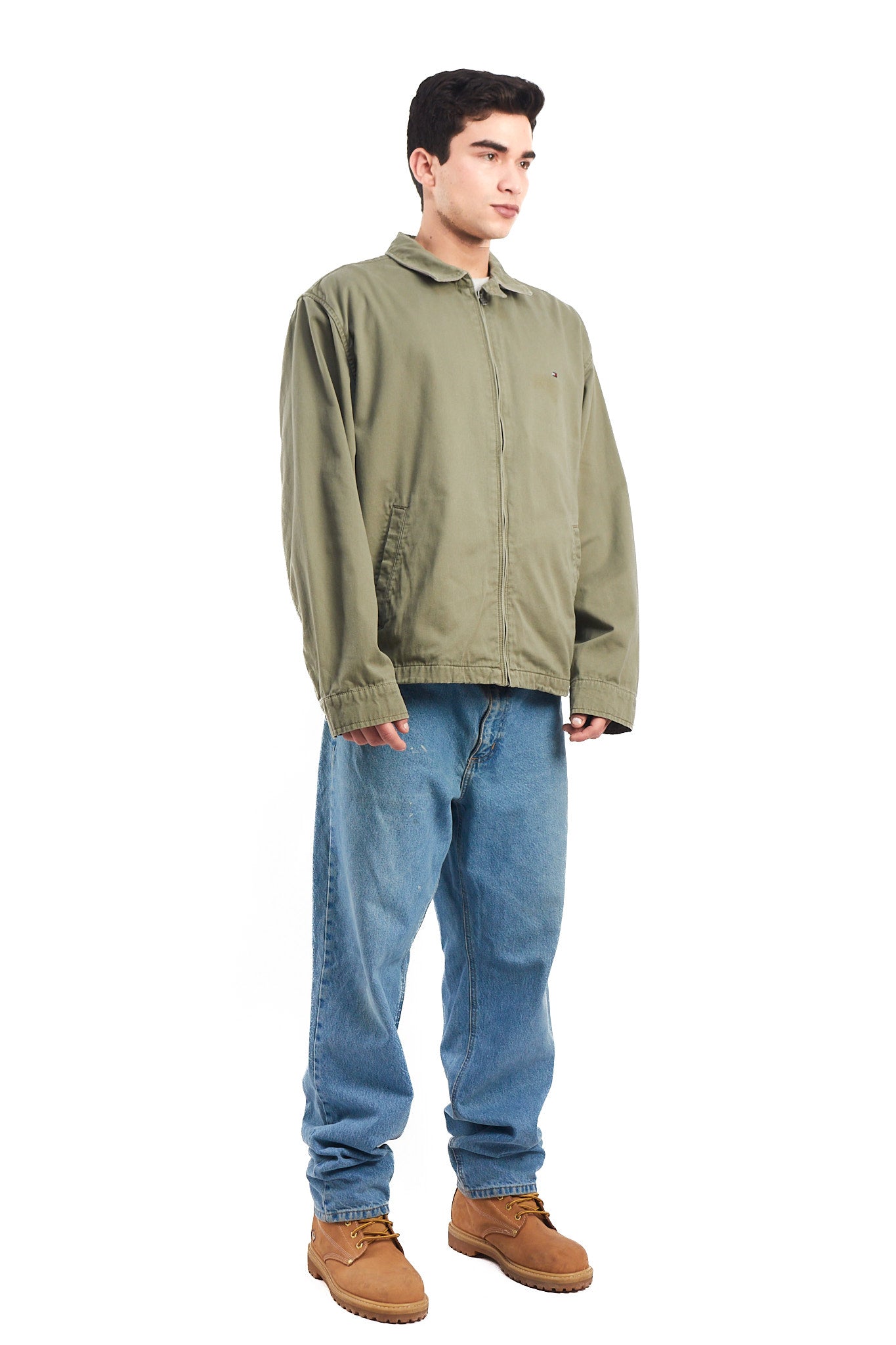 2000 Tommy Hilfiger Olive Green Harrington Jacket  (L/XL)