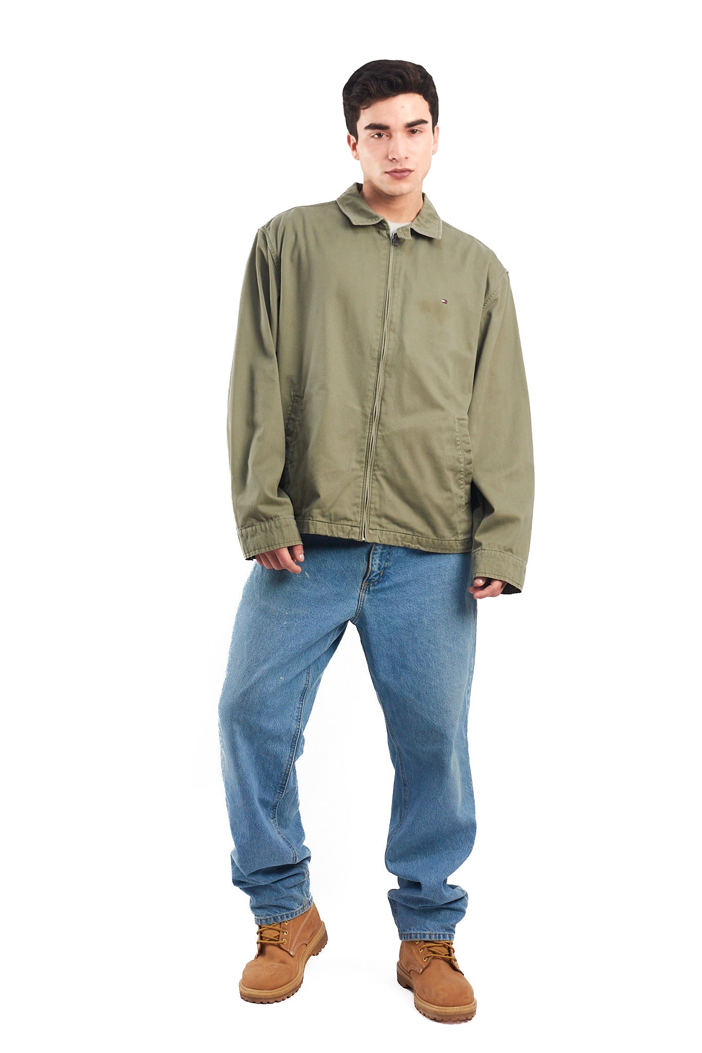 2000 Tommy Hilfiger Olive Green Harrington Jacket  (L/XL)