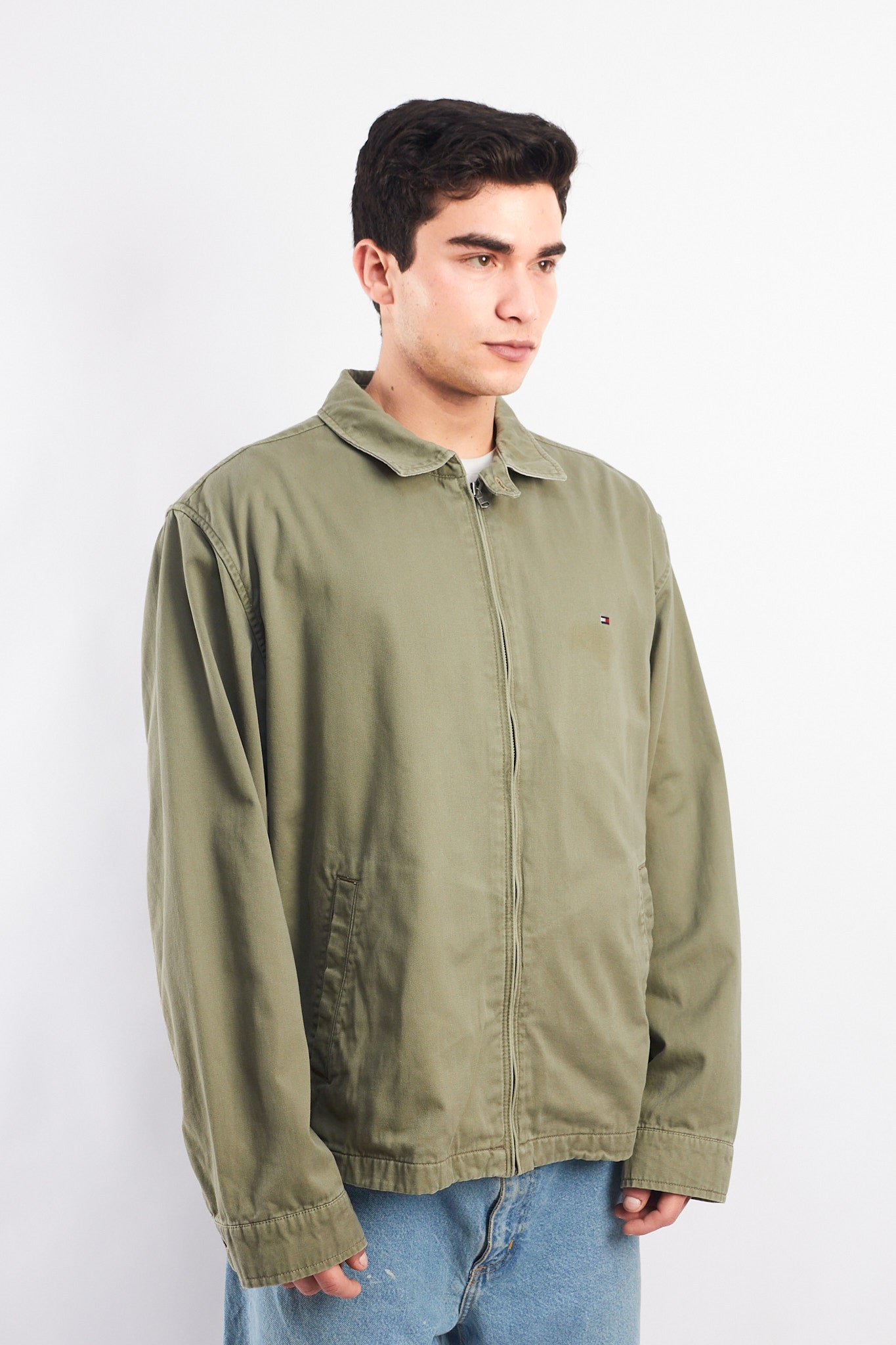 2000 Tommy Hilfiger Olive Green Harrington Jacket  (L/XL)