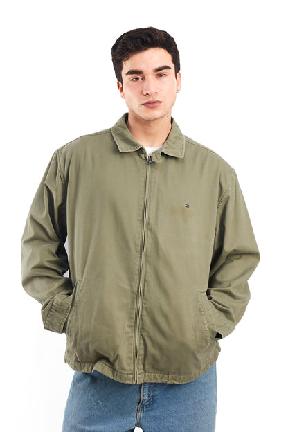 2000 Tommy Hilfiger Olive Green Harrington Jacket  (L/XL)