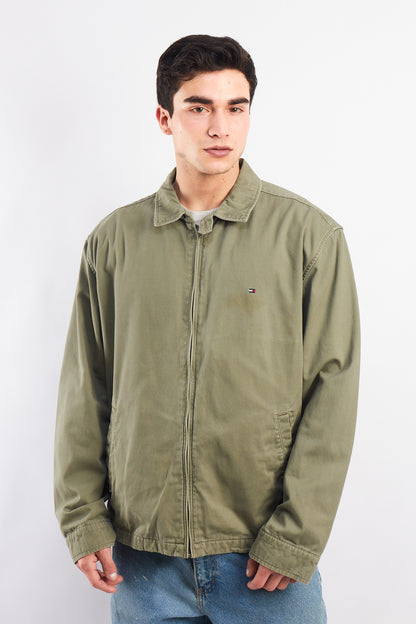 2000 Tommy Hilfiger Olive Green Harrington Jacket  (L/XL)