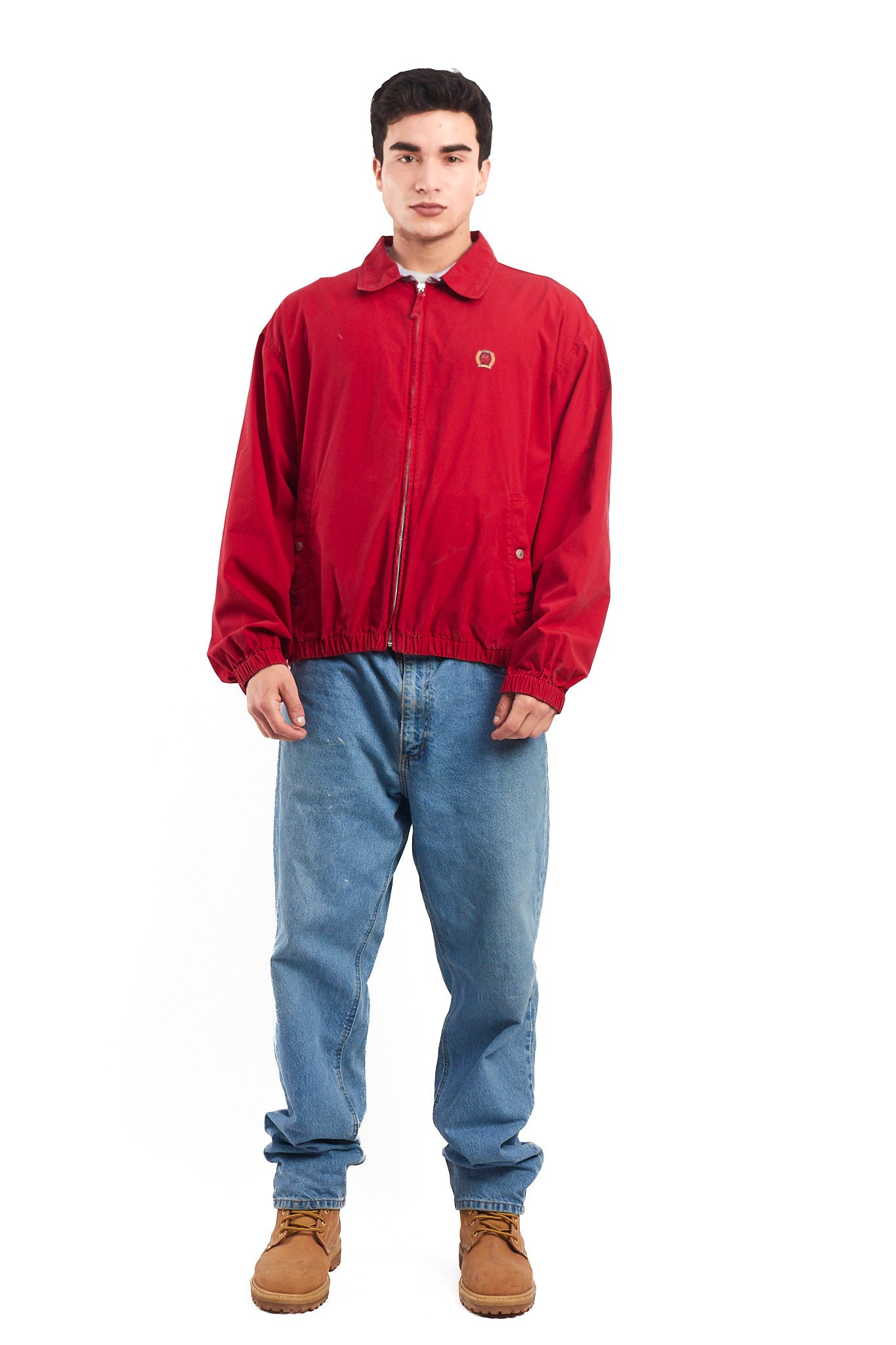 1990 Vintage Tommy Lion Crest Crimson Red Harrington Jacket (M/L)