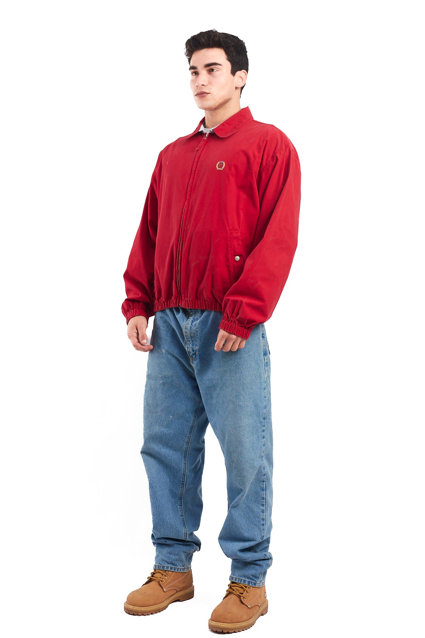 1990 Vintage Tommy Lion Crest Crimson Red Harrington Jacket (M/L)