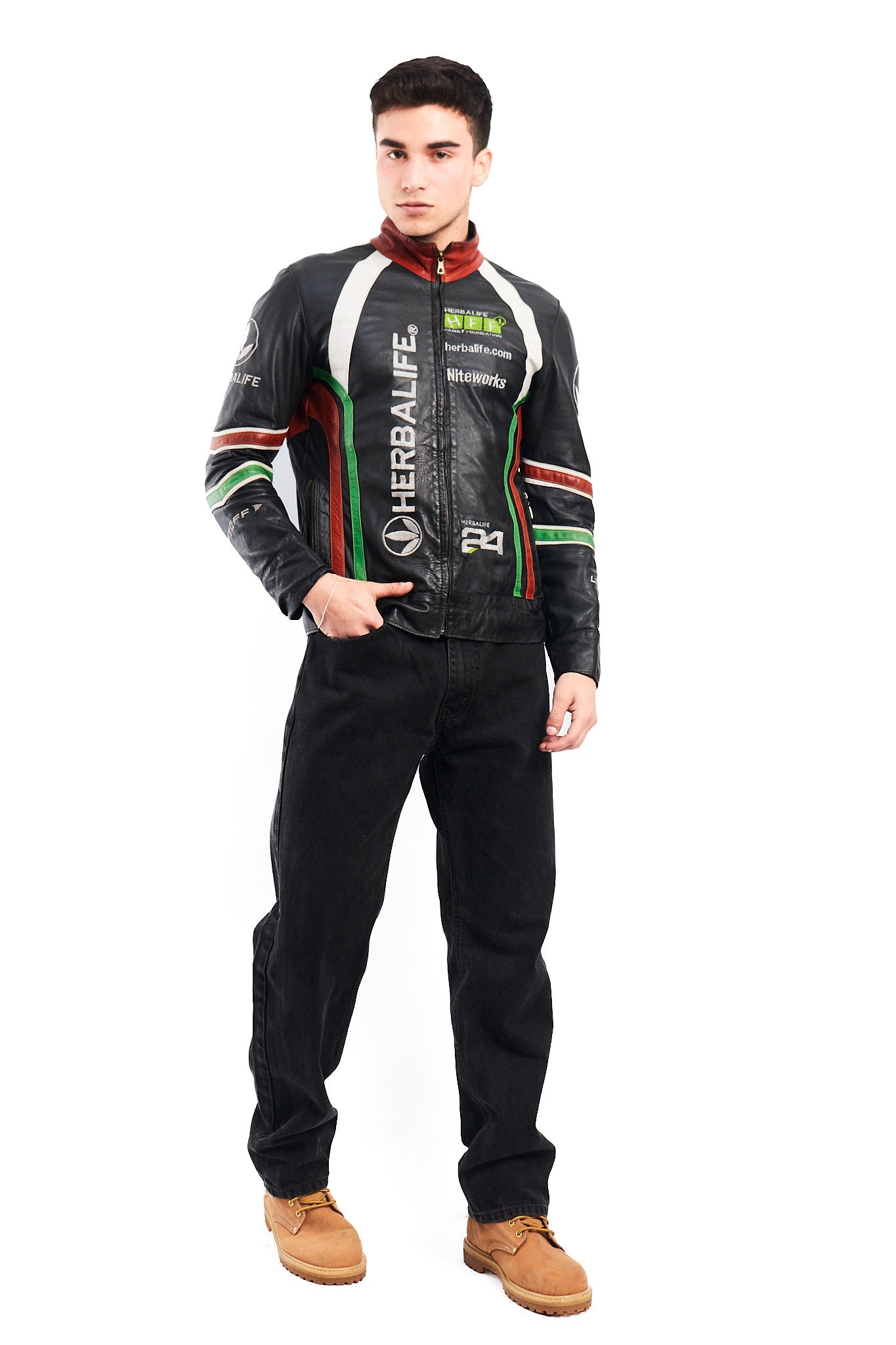 Vintage Herbalife Leather Racing Jacket (S/M)