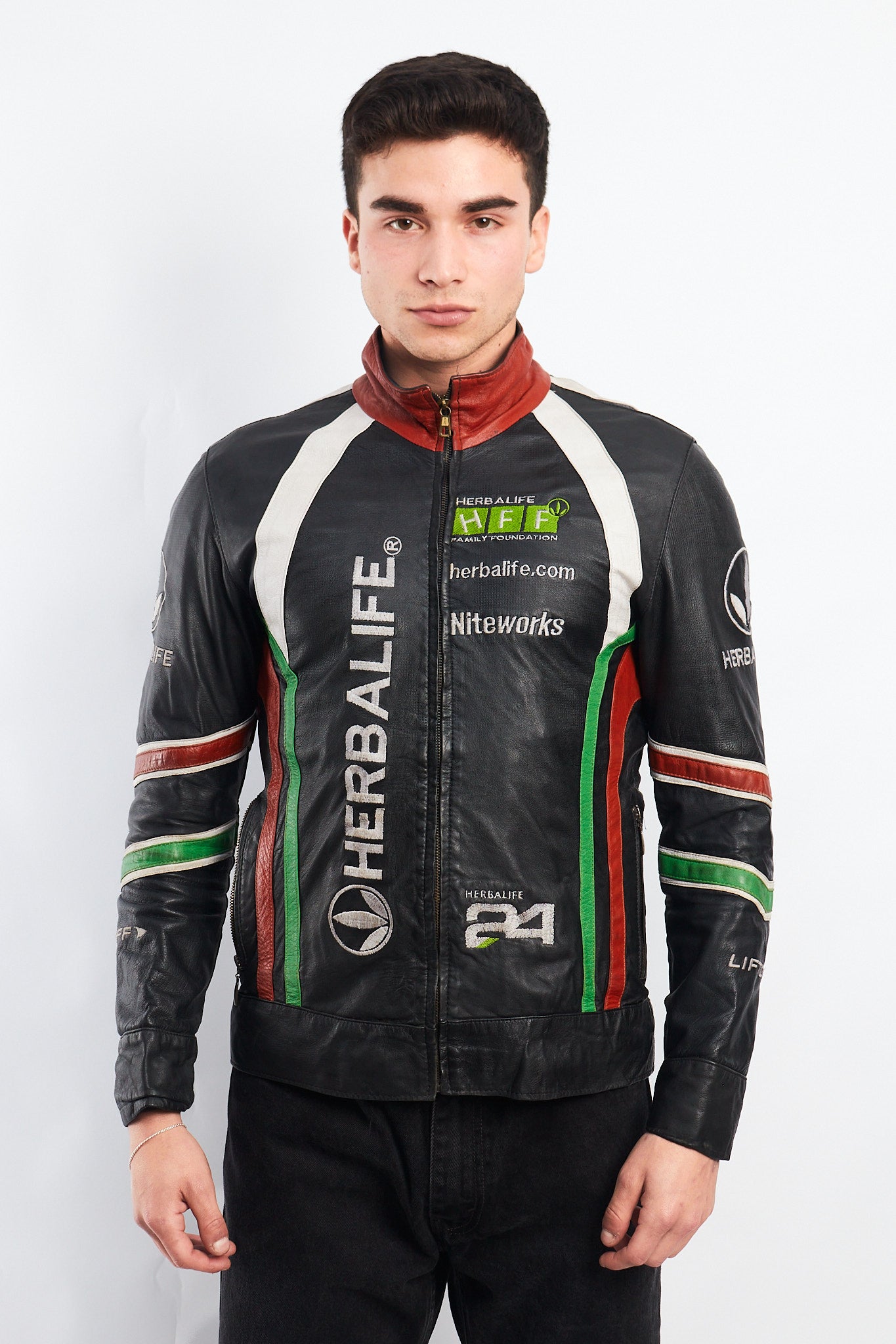Vintage Herbalife Leather Racing Jacket (S/M)