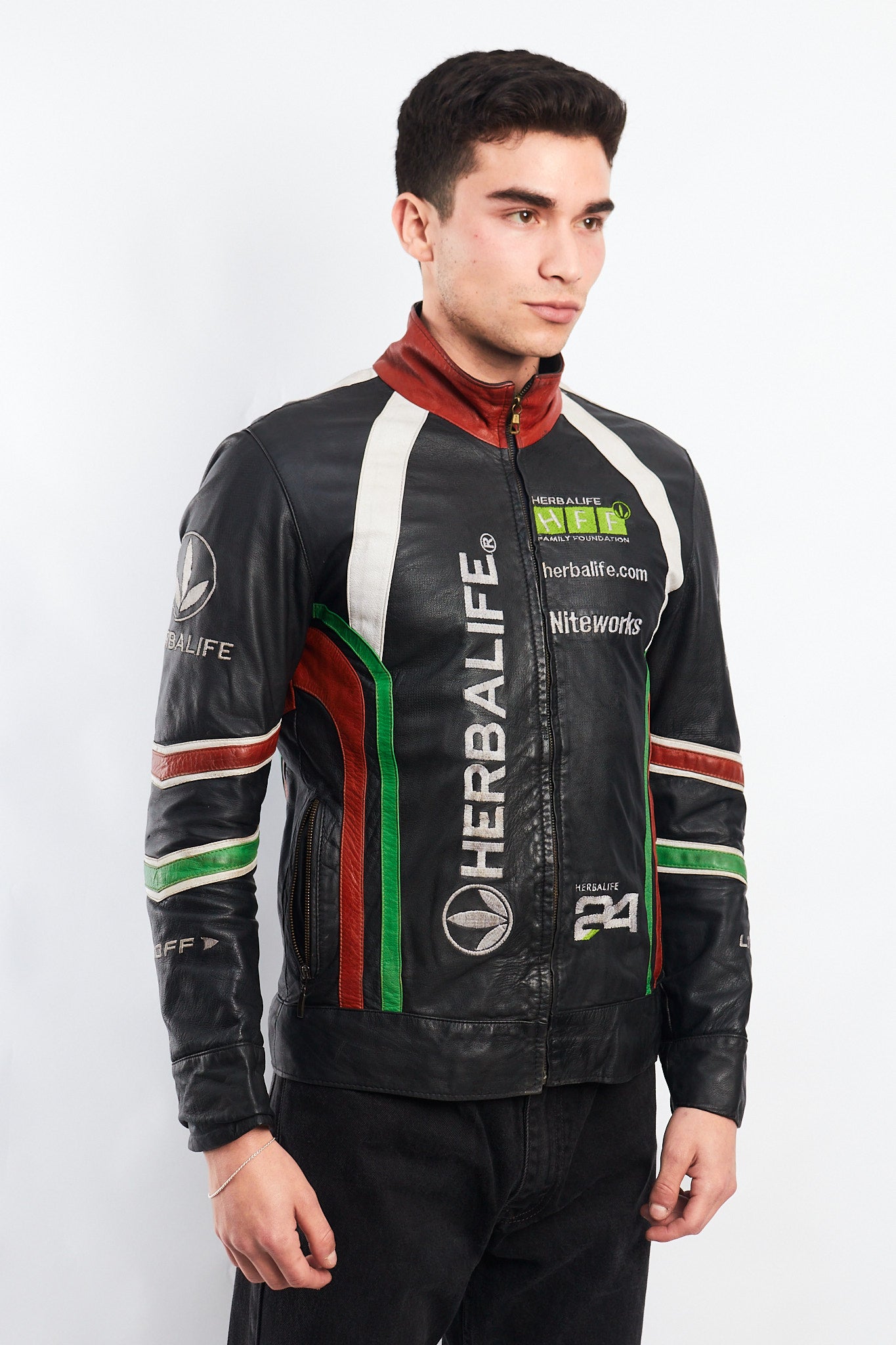 Vintage Herbalife Leather Racing Jacket (S/M)