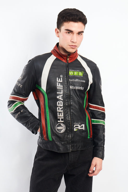 Vintage Herbalife Leather Racing Jacket (S/M)