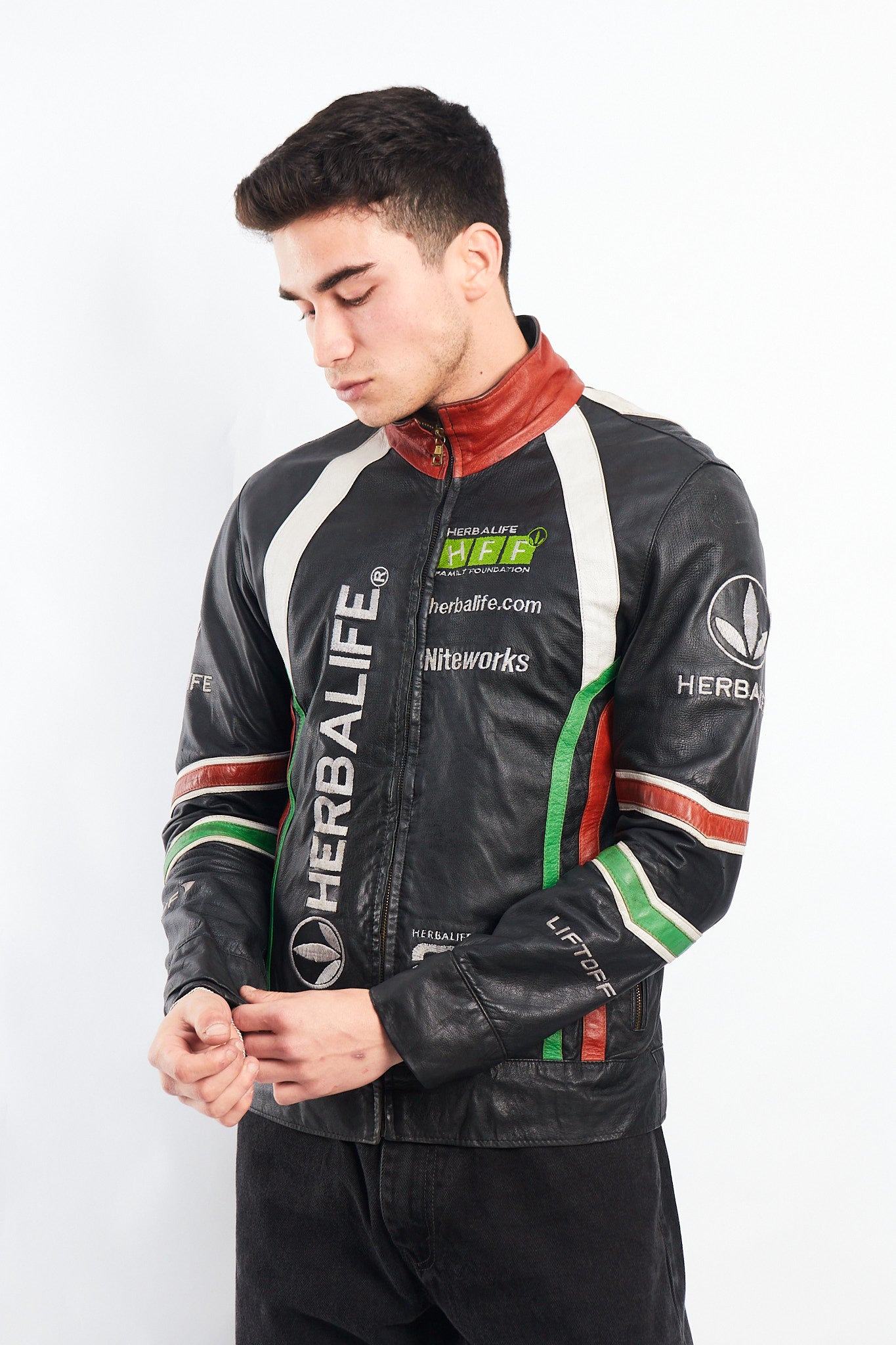 Vintage Herbalife Leather Racing Jacket (S/M)