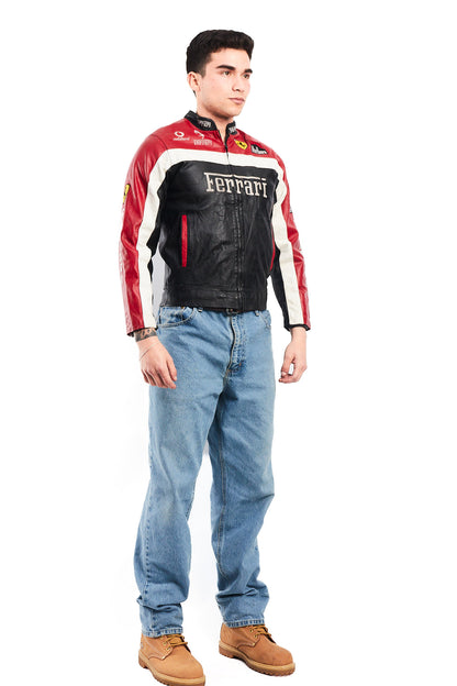 1990 Vintage Ferrari x Marlboro Spell Out Leather Racing Jacket (S)