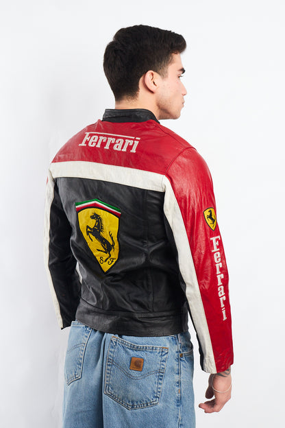 1990 Vintage Ferrari x Marlboro Spell Out Leather Racing Jacket (S)