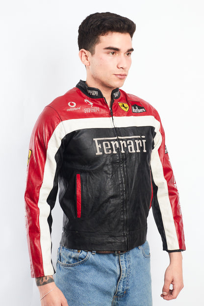 1990 Vintage Ferrari x Marlboro Spell Out Leather Racing Jacket (S)