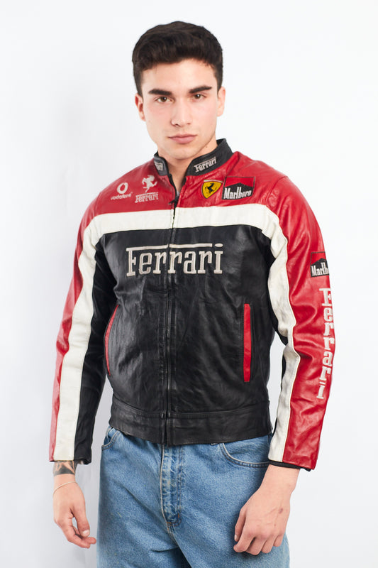 1990 Vintage Ferrari x Marlboro Spell Out Leather Racing Jacket (S)