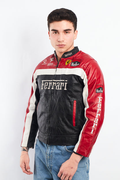 1990 Vintage Ferrari x Marlboro Spell Out Leather Racing Jacket (S)