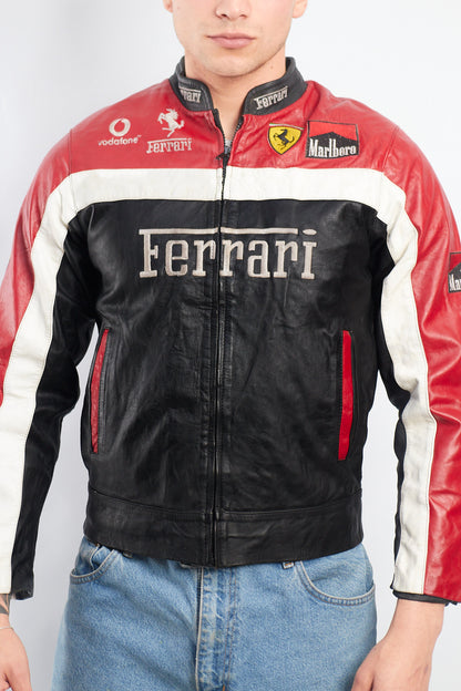 1990 Vintage Ferrari x Marlboro Spell Out Leather Racing Jacket (S)