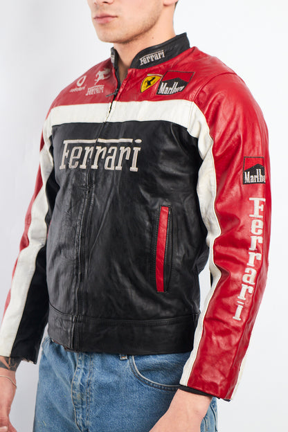 1990 Vintage Ferrari x Marlboro Spell Out Leather Racing Jacket (S)