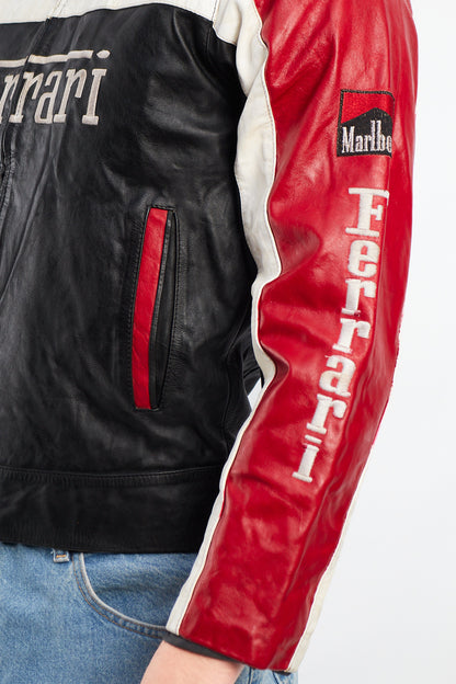 1990 Vintage Ferrari x Marlboro Spell Out Leather Racing Jacket (S)