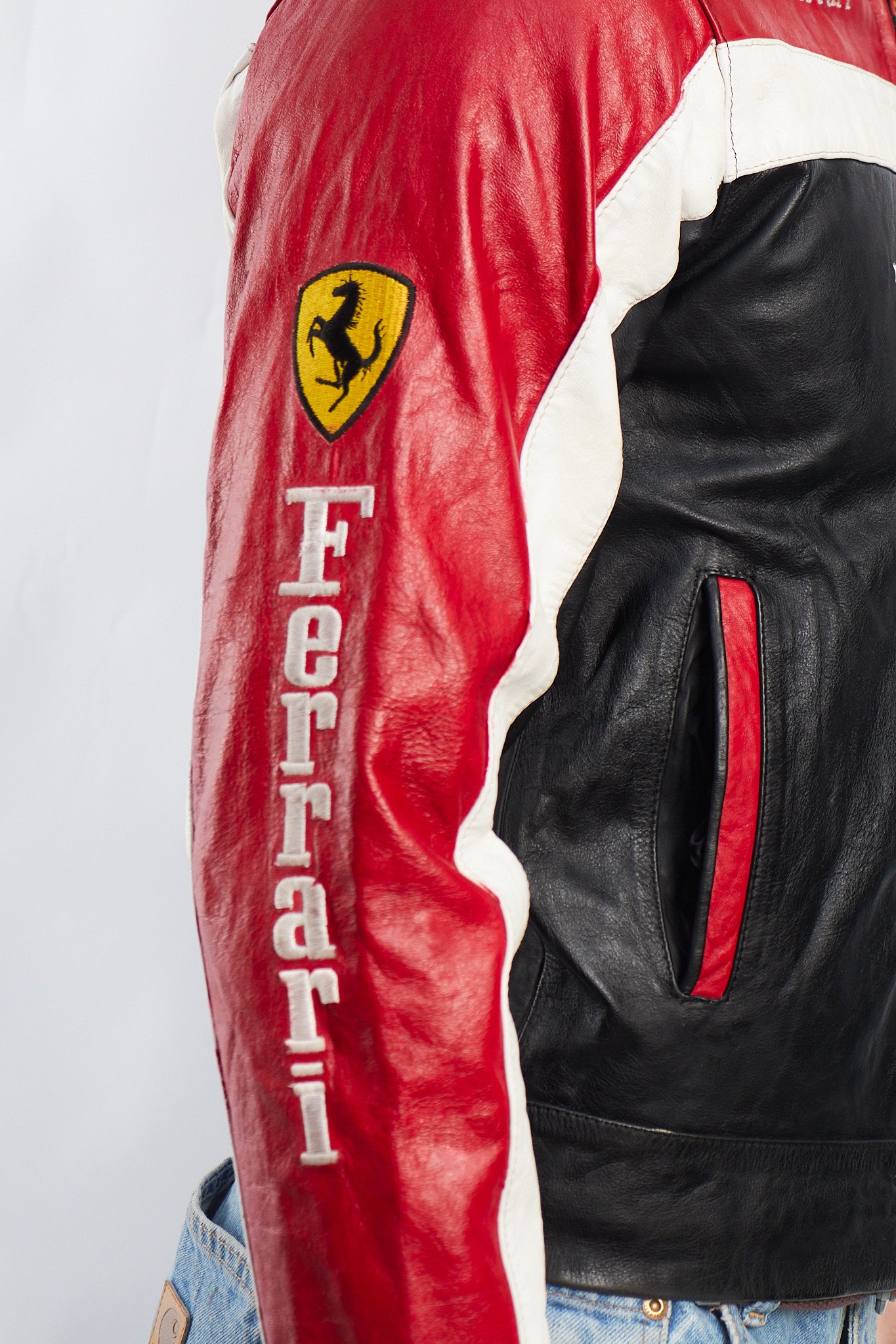1990 Vintage Ferrari x Marlboro Spell Out Leather Racing Jacket (S)