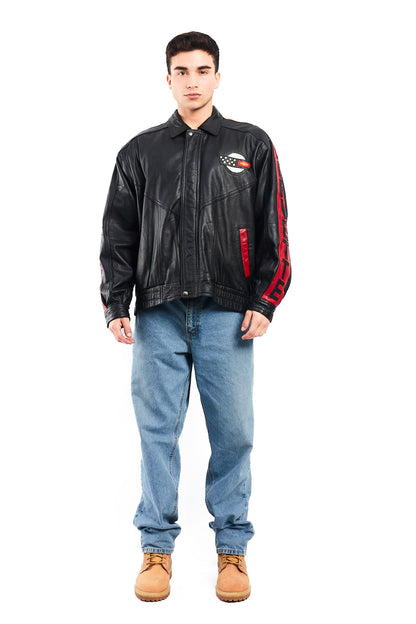 1990 Vintage Corvette Spell Out Leather Racing Jacket (L/XL)