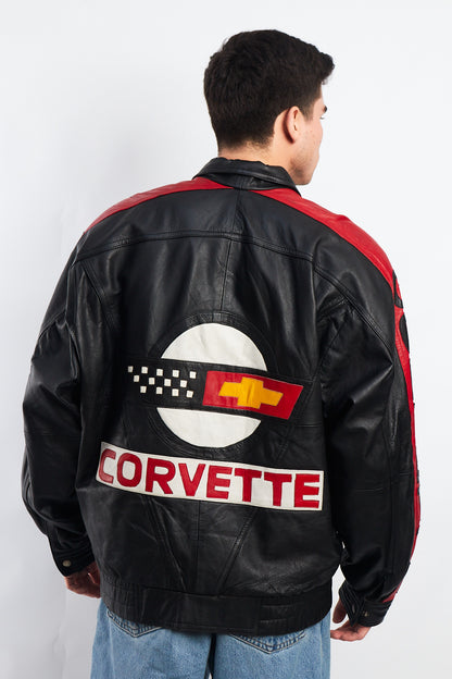 1990 Vintage Corvette Spell Out Leather Racing Jacket (L/XL)