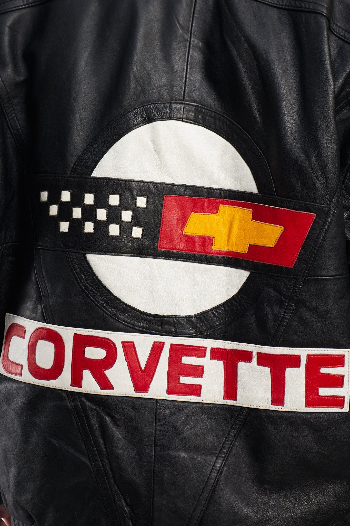 1990 Vintage Corvette Spell Out Leather Racing Jacket (L/XL)