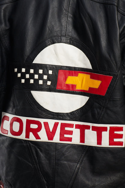 1990 Vintage Corvette Spell Out Leather Racing Jacket (L/XL)
