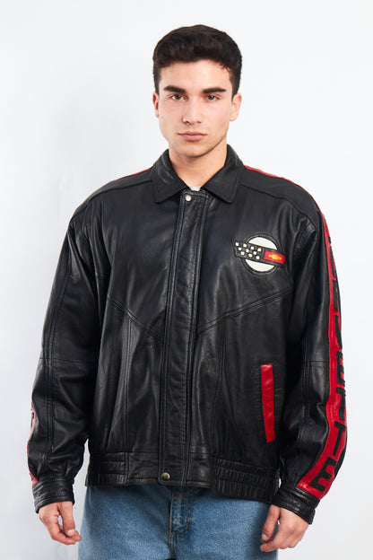 1990 Vintage Corvette Spell Out Leather Racing Jacket (L/XL)