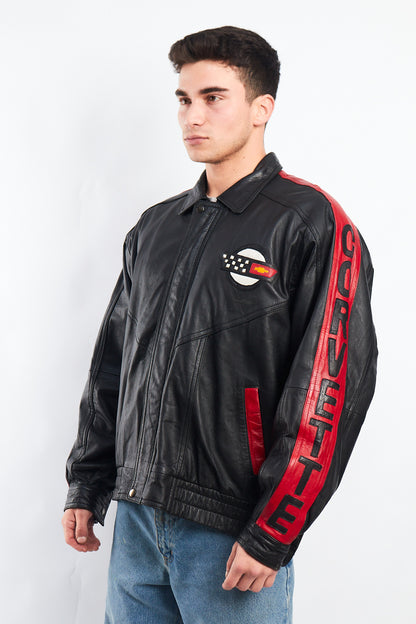 1990 Vintage Corvette Spell Out Leather Racing Jacket (L/XL)