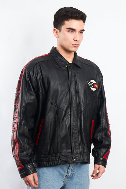 1990 Vintage Corvette Spell Out Leather Racing Jacket (L/XL)