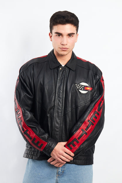 1990 Vintage Corvette Spell Out Leather Racing Jacket (L/XL)