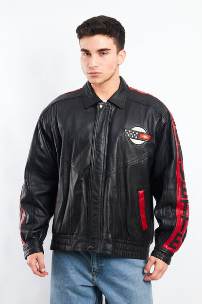1990 Vintage Corvette Spell Out Leather Racing Jacket (L/XL)