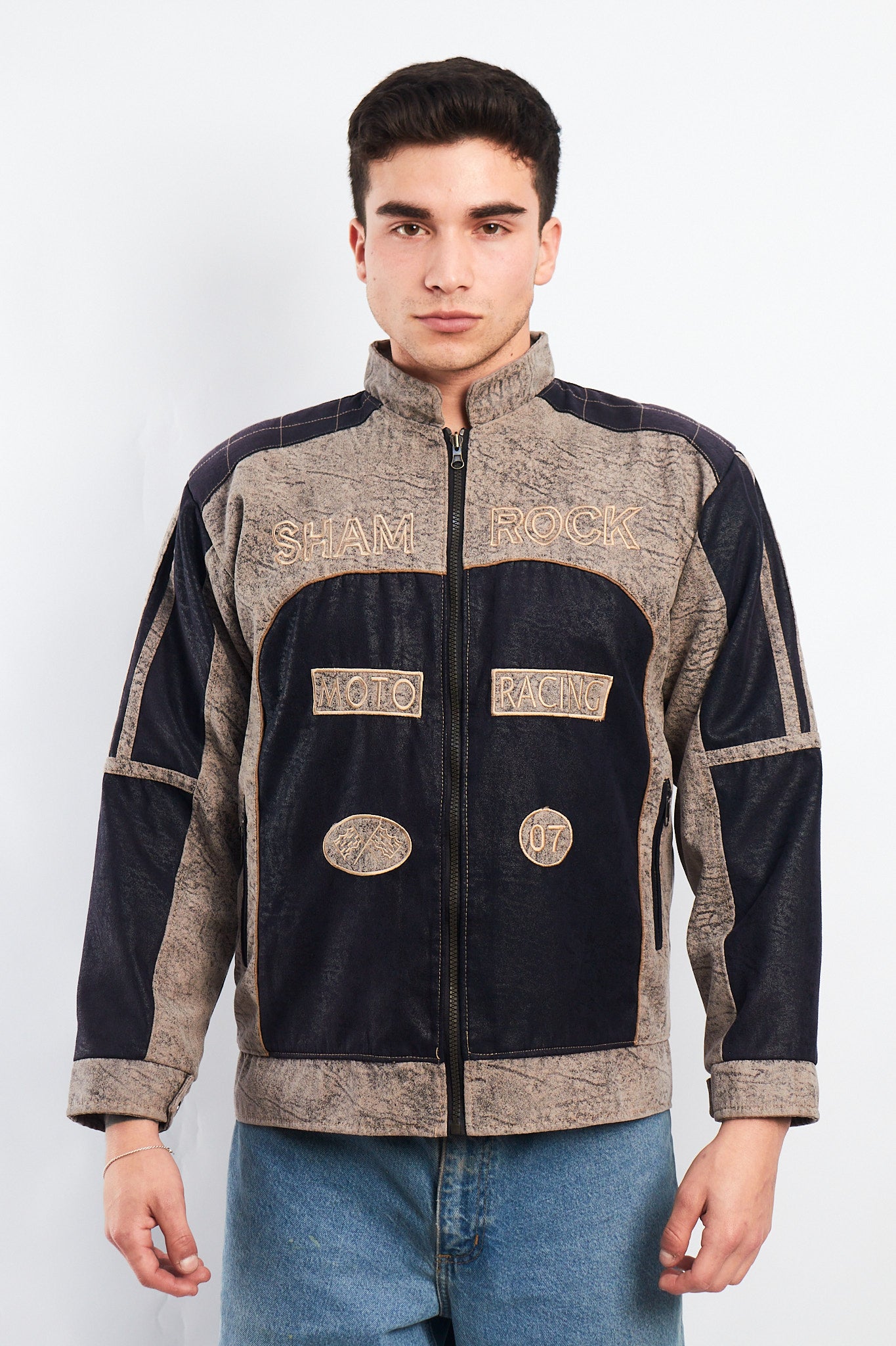 1990 Vintage Shamrock Marbled Racing Jacket (M)