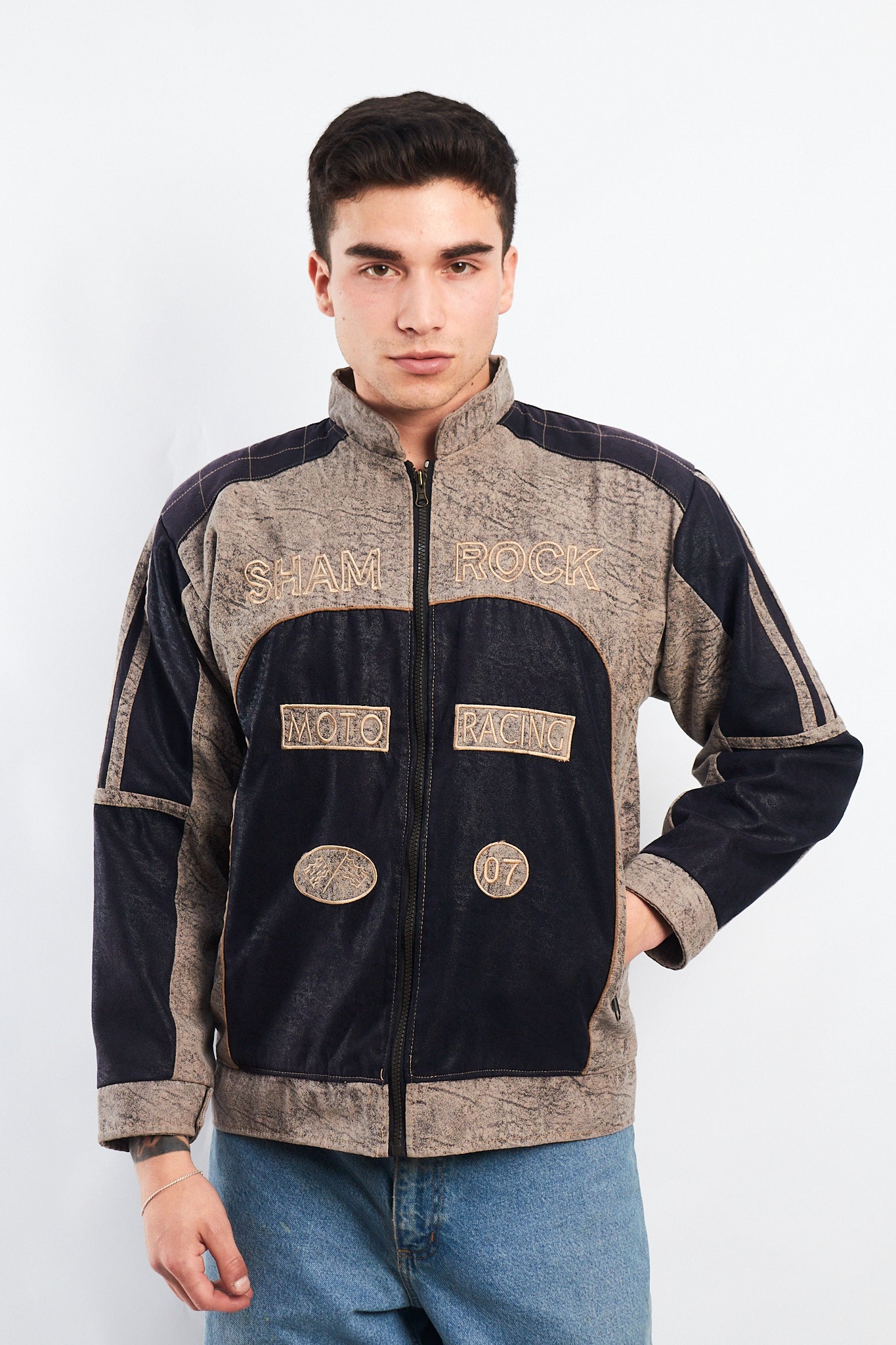 1990 Vintage Shamrock Marbled Racing Jacket (M)