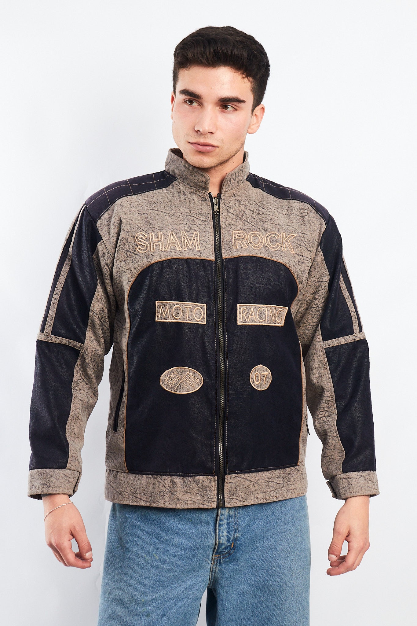 1990 Vintage Shamrock Marbled Racing Jacket (M)