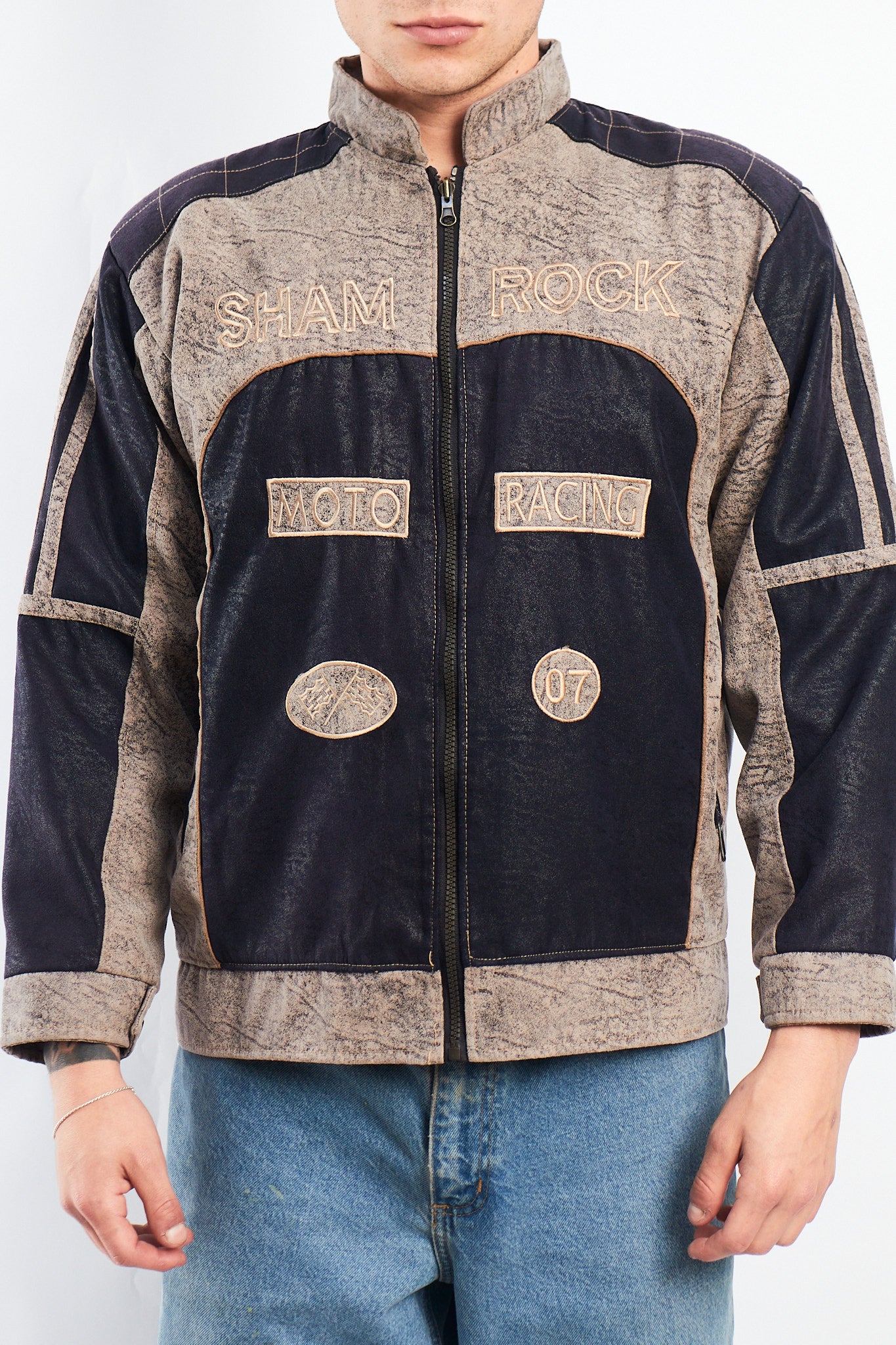 1990 Vintage Shamrock Marbled Racing Jacket (M)