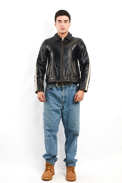 1990 Vintage Yamaha Heavy Leather Jacket (S/M)