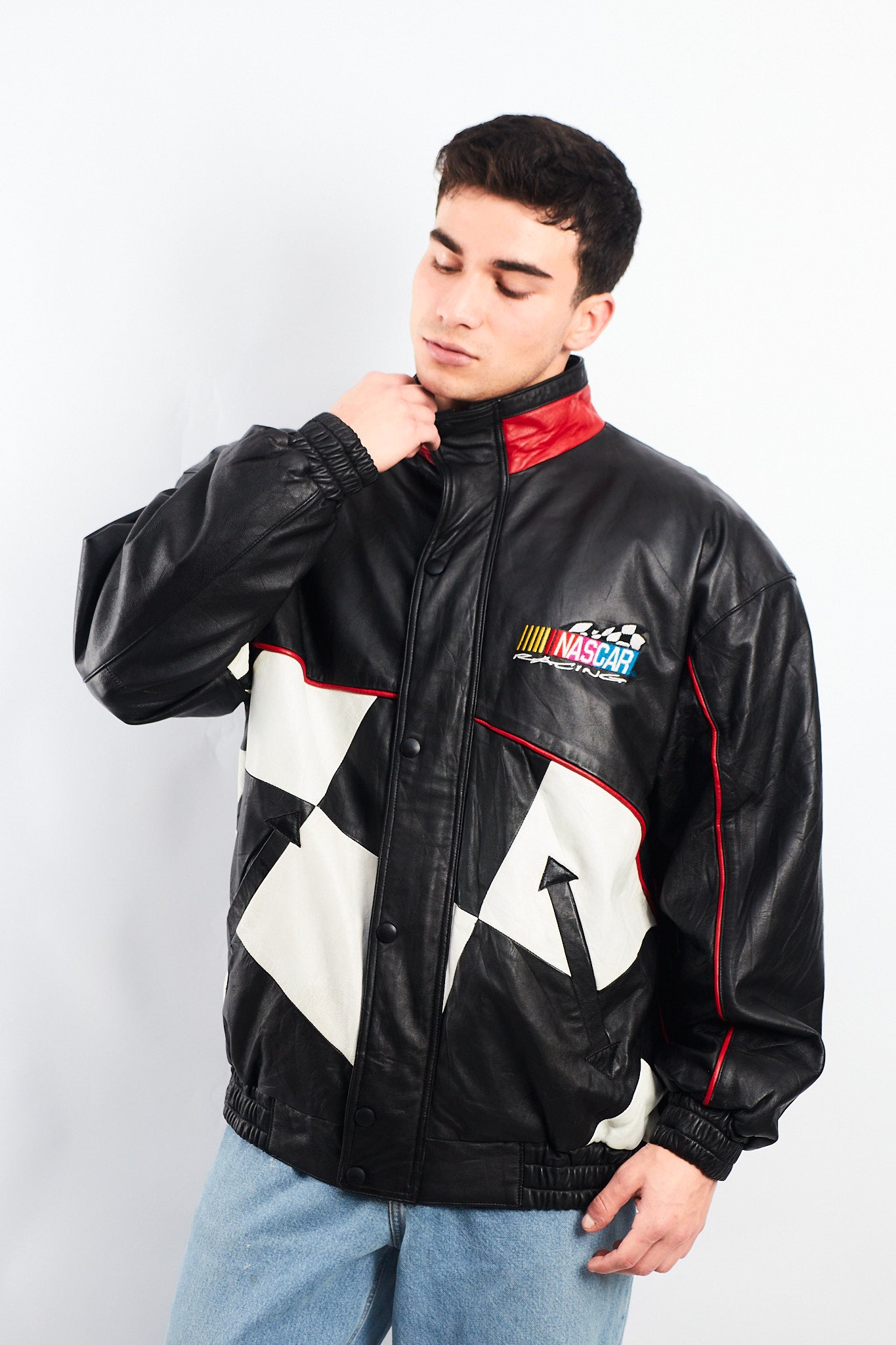 1990 Vintage Nascar Leather Racing Jacket (L)